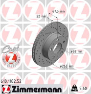 610.1182.52 Brzdový kotouč SPORT BRAKE DISC COAT Z ZIMMERMANN