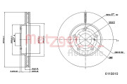 6110810 Brzdový kotouč COATED GREENPARTS METZGER