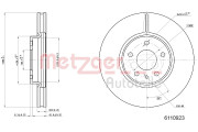 6110923 Brzdový kotouč COATED GREENPARTS METZGER