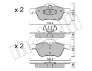 22-0555-0 Sada brzdových destiček, kotoučová brzda METELLI