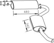 33309 Střední-/zadní tlumič výfuku DINEX