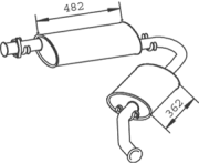 33310 Střední-/zadní tlumič výfuku DINEX