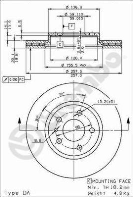 BS 8213 Brzdový kotouč BRECO