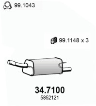 34.7100 Zadní tlumič výfuku ASSO