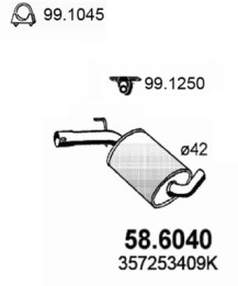 58.6040 Střední tlumič výfuku ASSO