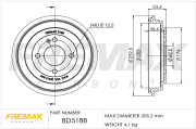 BD-5188 Brzdový buben Premium Black High Carbon + FREMAX