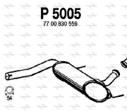 P5005 Střední tlumič výfuku FENNO