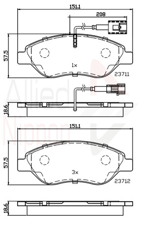 ADB11222 Sada brzdových destiček, kotoučová brzda ANL Braking COMLINE