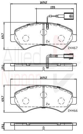 ADB12225 Sada brzdových destiček, kotoučová brzda ANL Braking COMLINE