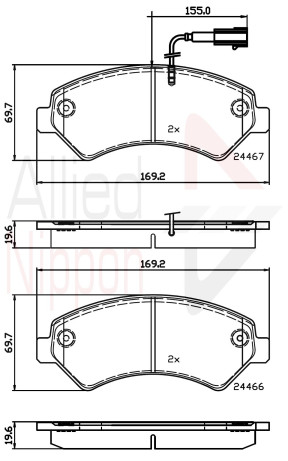 ADB12247 Sada brzdových destiček, kotoučová brzda ANL Braking COMLINE