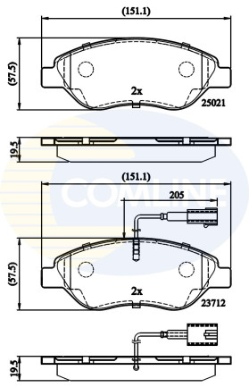 CBP12213 Sada brzdových destiček, kotoučová brzda Comline COMLINE