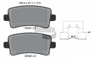 BPD1243 Sada brzdových destiček, kotoučová brzda BENDIX Braking