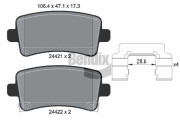 BPD1439 Sada brzdových destiček, kotoučová brzda BENDIX Braking