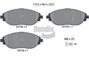 BPD1598 Sada brzdových destiček, kotoučová brzda BENDIX Braking