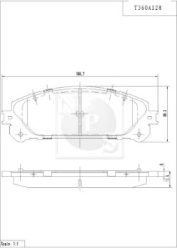 T360A128 Sada brzdových destiček, kotoučová brzda NPS