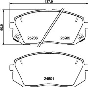 8DB 355 015-841 Sada brzdových destiček, kotoučová brzda HELLA PAGID