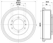 8DT 355 302-611 Brzdový buben HELLA PAGID