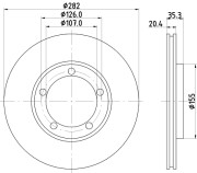 8DD 355 100-011 Brzdový kotouč HELLA PAGID