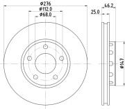 8DD 355 101-361 Brzdový kotouč HELLA PAGID