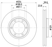 8DD 355 114-551 Brzdový kotouč HELLA PAGID