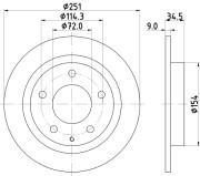 8DD 355 114-791 Brzdový kotouč HELLA PAGID