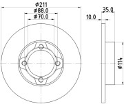 8DD 355 114-851 Brzdový kotouč PRO HELLA PAGID