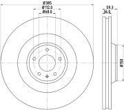 8DD 355 115-891 Brzdový kotouč PRO HELLA PAGID