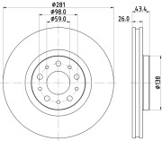 8DD 355 132-131 Brzdový kotouč PRO HELLA PAGID