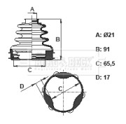 BCB6108 Měch, hnací hřídel Universal BORG & BECK