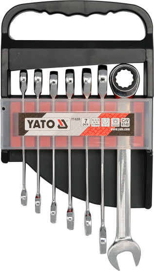 YT-0208 Sada klíčů očkoplochých 7ks 10-19 mm ráčnové YT-0208 YATO